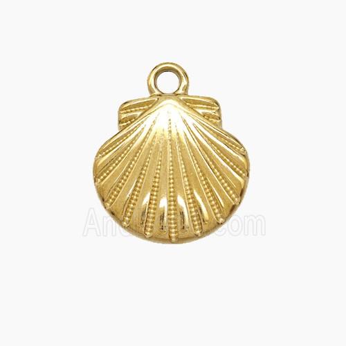 Stainless Steel Scallop Shell Pendant Gold Plated