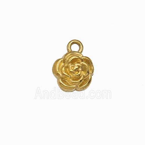 Stainless Steel Rose Flower Pendant Gold Plated