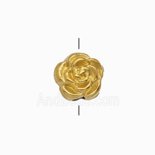 Stainless Steel Rose Flower Beads Gold Plated