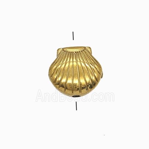 Stainless Steel Scallop Shell Beads Gold Plated