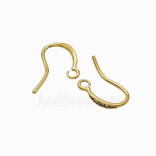 Stainless Steel Hook Earrings Pave Rhinestone Gold Plated
