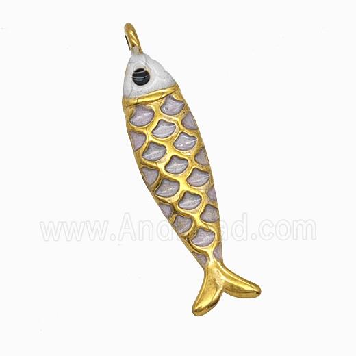 Stainless Steel Fish Pendant Painted Gold Plated