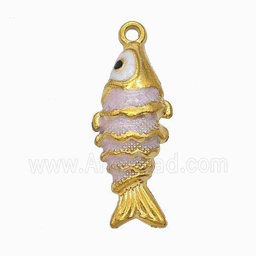 Stainless Steel Fish Pendant Lt.Pink Painted Gold Plated