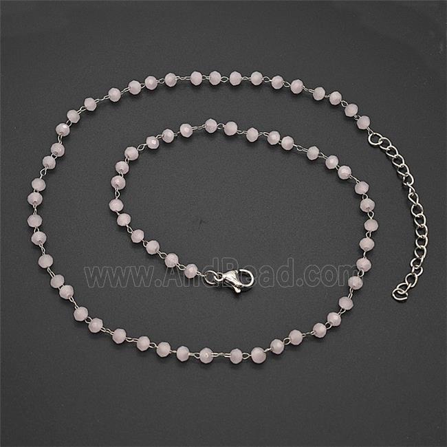 Stainless Steel Necklace with Glass bead, platinum plated