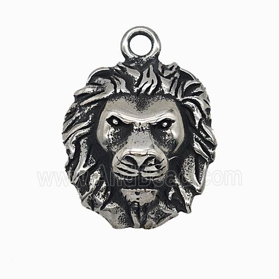 304 Stainless Steel Lion Pendant Antique Silver