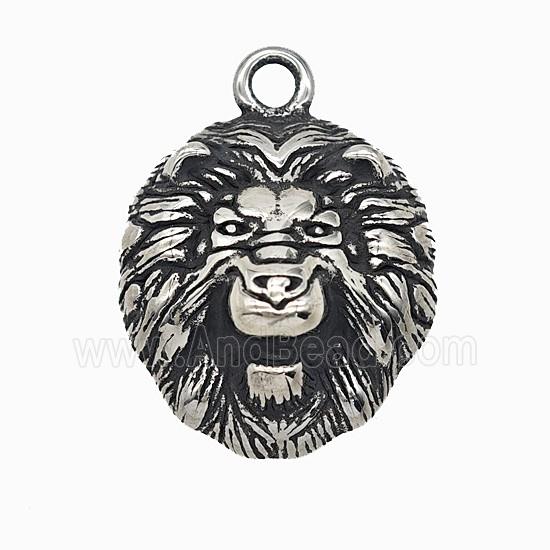 304 Stainless Steel Lion Pendant Antique Silver