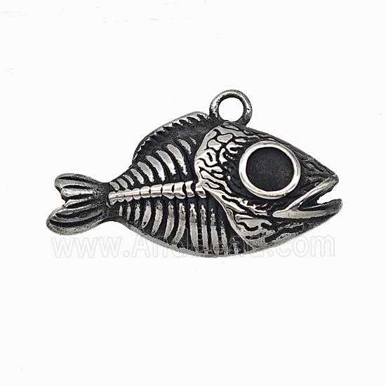 304 Stainless Steel Fish Pendant Antique Silver