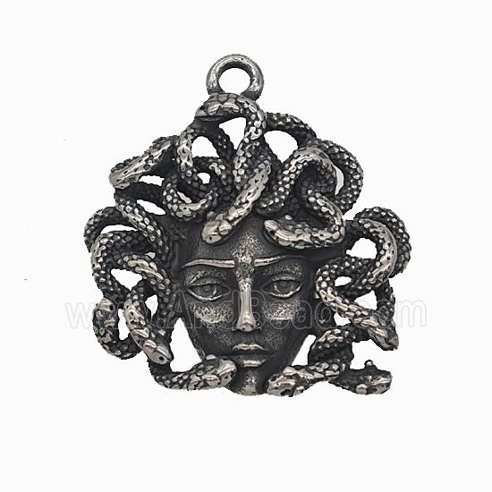 Medusa Snake Charms 304 Stainless Steel Pendant Antique Silver