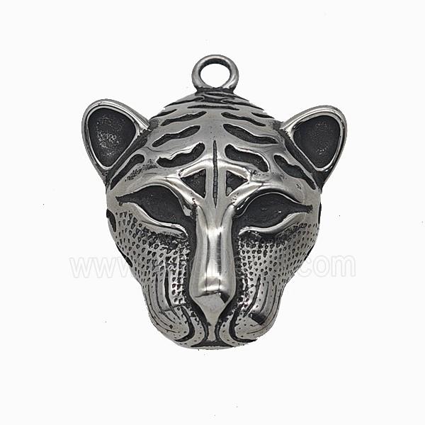 304 Stainless Steel Leopard Pendant Antique Silver