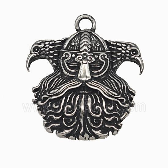 Odin Charms 304 Stainless Steel Pendant Eagle Birds Antique Silver
