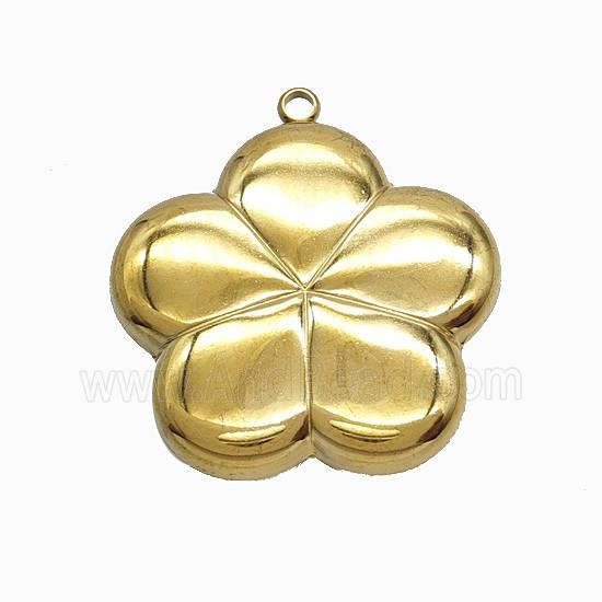 Stainless Steel Flower Pendant Gold Plated