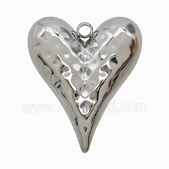 Raw Stainless Steel Heart Pendant Hammered