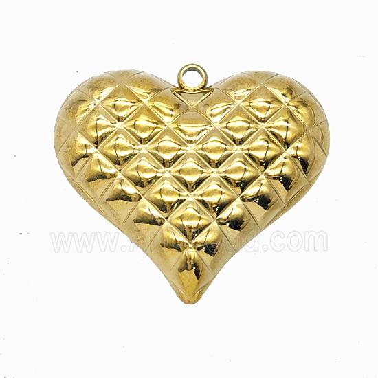 Stainless Steel Heart Pendant Hammered Gold Plated