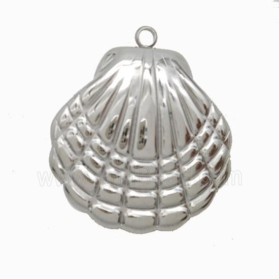Raw Stainless Steel Scallop Shell Pendant