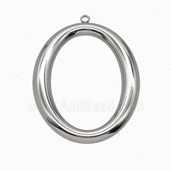 Raw Stainless Steel Oval Rings Pendant