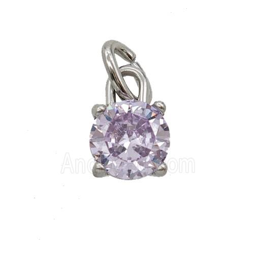 Raw Stainless Steel Pendant Pave Zirconia