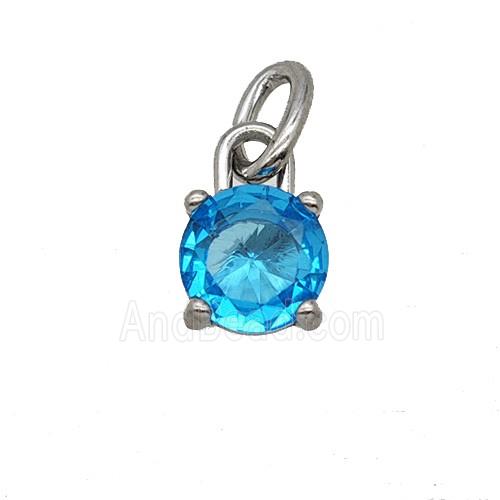 Raw Stainless Steel Pendant Pave Zirconia
