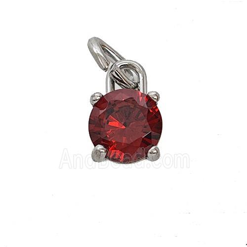 Raw Stainless Steel Pendant Pave Red Zirconia