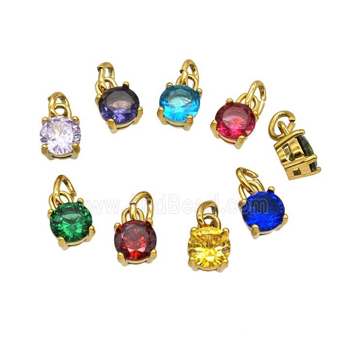 Stainless Steel Pendant Pave Zirconia Gold Plated Mixed