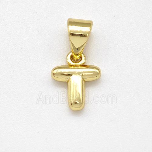Stainless Steel Letter-T Pendant Gold Plated