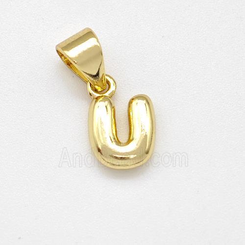 Stainless Steel Letter-U Pendant Gold Plated