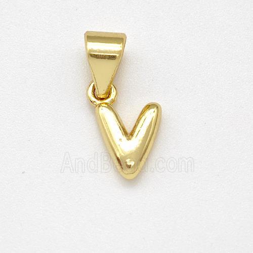 Stainless Steel Letter-V Pendant Gold Plated