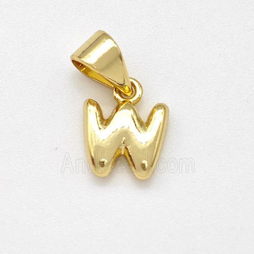 Stainless Steel Letter-W Pendant Gold Plated