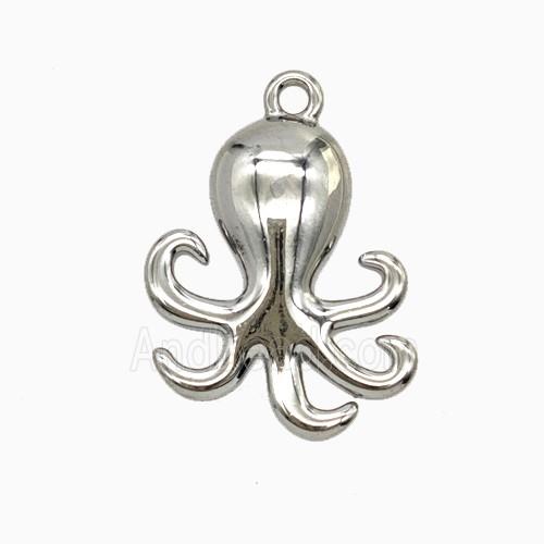 Raw Stainless Steel Octopus Pendant