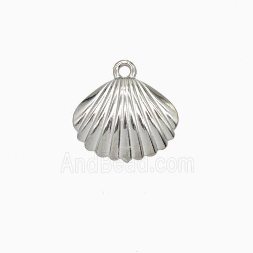 Raw Stainless Steel Scallop Shell Pendant