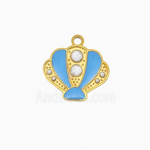 Stainless Steel Scallop Shell Pendant Enamel Gold Plated