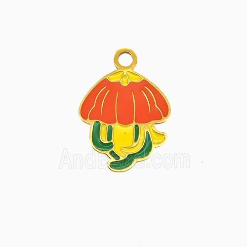 Stainless Steel Jellyfish Pendant Enamel Gold Plated