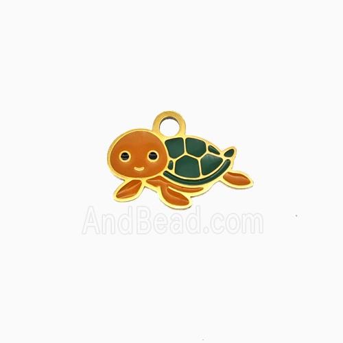 Stainless Steel Tortoise Pendant Enamel Gold Plated