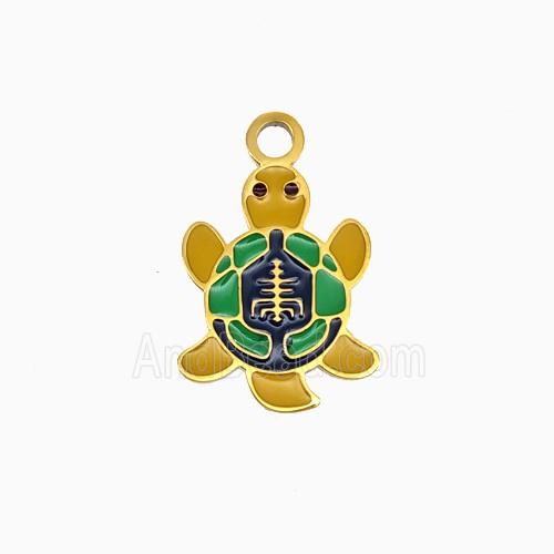 Stainless Steel Tortoise Pendant Enamel Gold Plated