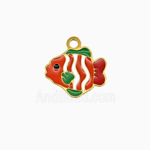 Stainless Steel Fish Pendant Enamel Gold Plated