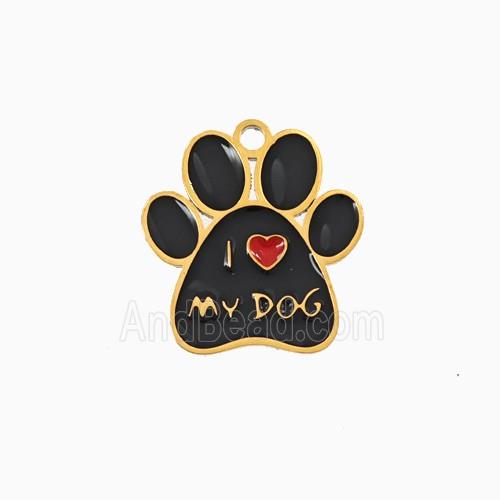 Stainless Steel Paws Pendant Enamel Gold Plated