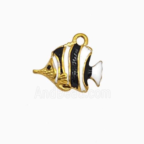 Stainless Steel Fish Pendant Enamel Gold Plated