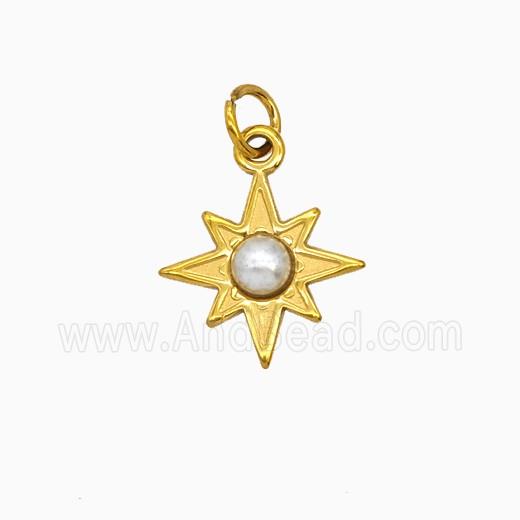 Stainless Steel Star Pendant Pave Resin Gold Plated
