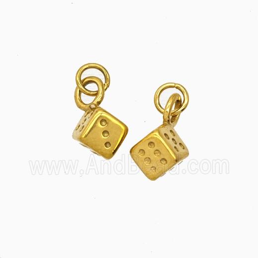 Stainless Steel Dice Pendant Gold plated