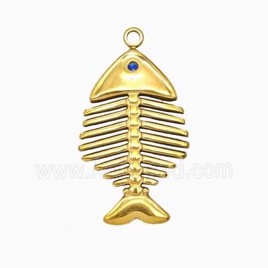 Stainless Steel Fishbone Pendant Gold Plated