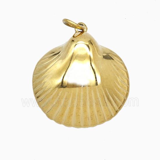 Stainless Steel Scallop Shell Pendant Gold Plated