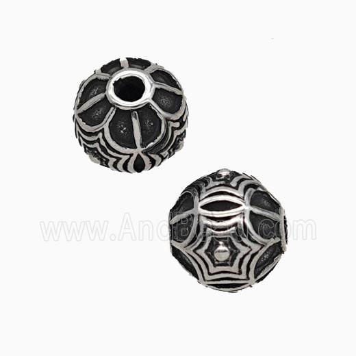 Stainless Steel Round Beads Antique Silver