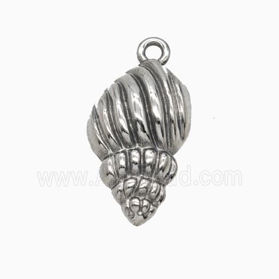 Raw Stainless Steel Conch Shell Pendant