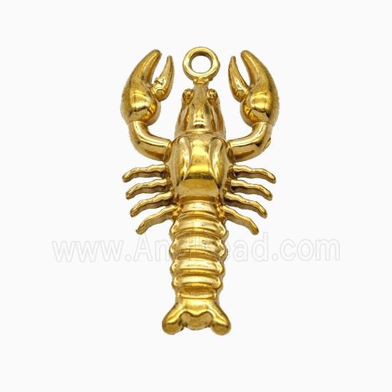 Stainless Steel Crayfish Pendant Gold Plated