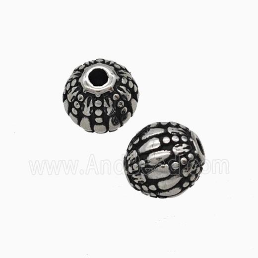 Stainless Steel Round Beads Antique Silver