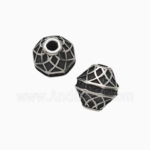 Stainless Steel Bicone Beads Antique Silver
