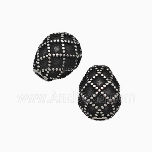 Stainless Steel Teardrop Beads Antique Silver