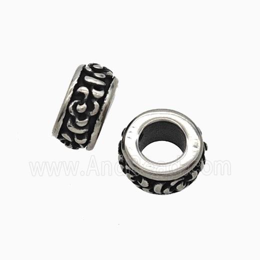 Stainless Steel Heishi Beads Large Hole Antique Silver