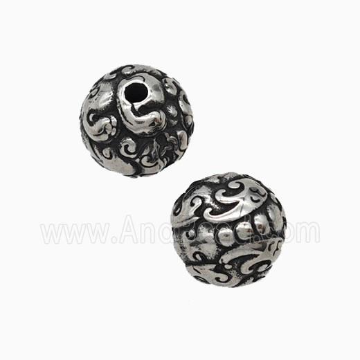 Stainless Steel Round Beads Antique Silver