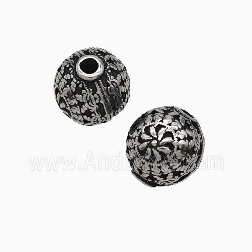 Stainless Steel Round Beads Antique Silver