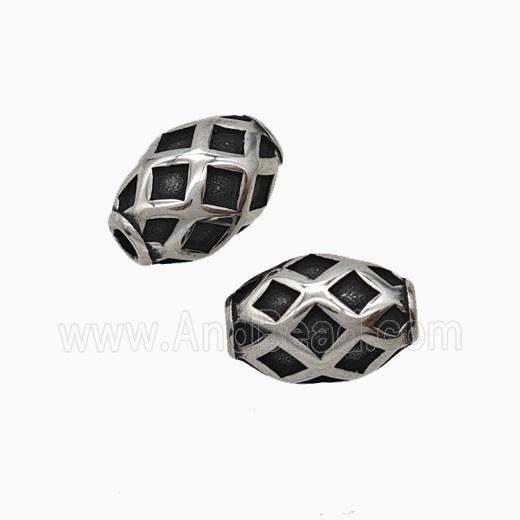 Stainless Steel Rice Beads Antique Silver